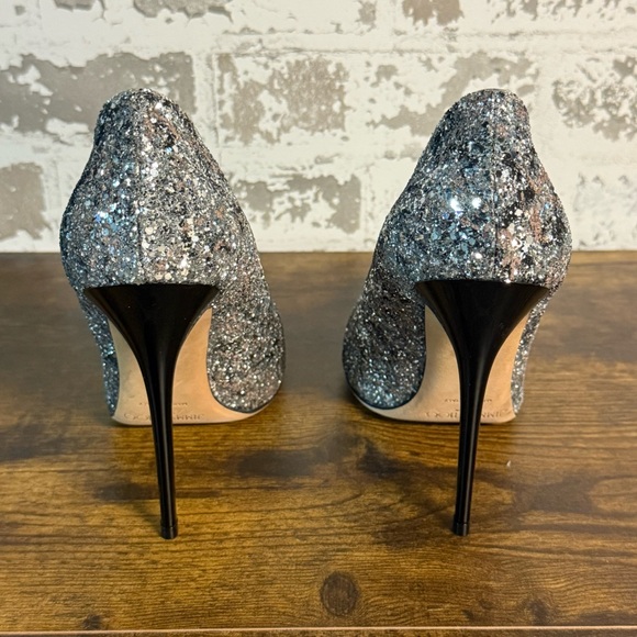 Jimmy Choo Silver Glitter Romy Pointed Toe Pumps Size 38 US size 8 - Picture 5 of 9